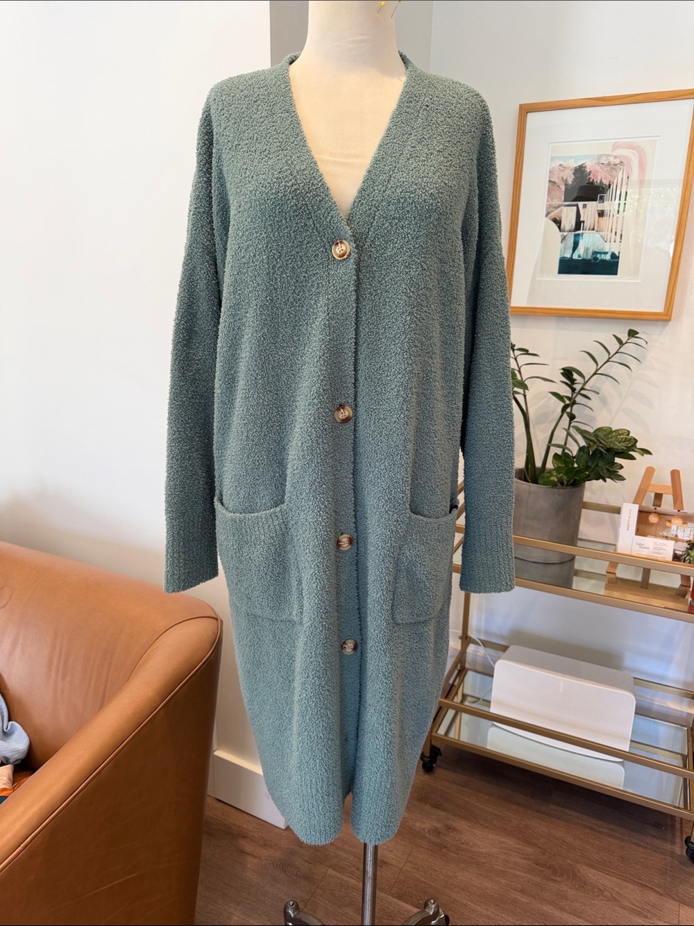 Victoria's Secret Long Button-Front Cardigan Sweater - Dusty Sage